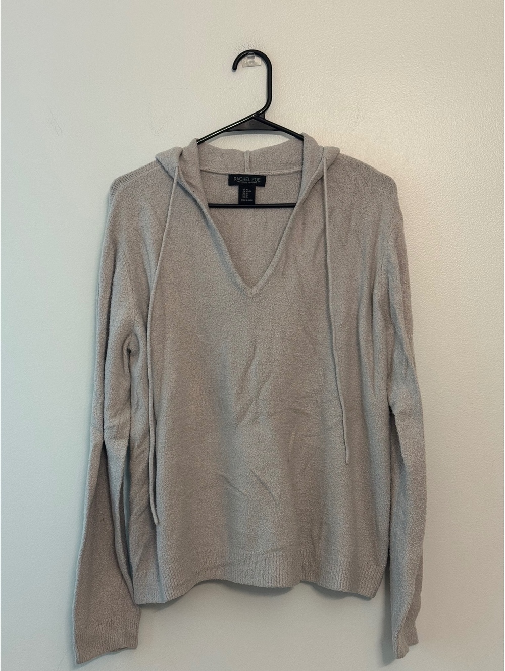 Rachel Zoe Women's Hooded Pullove Sweater XL Light Gray Nylon Blend